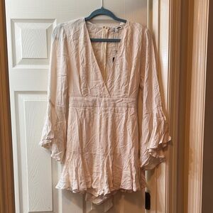 Fashion Nova Cream V-Neck Romper